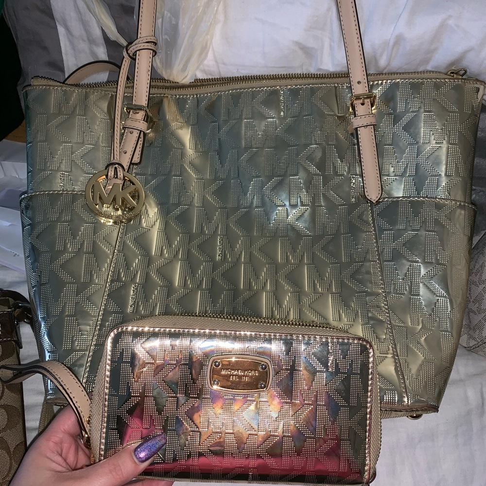Gold Michael kors tote